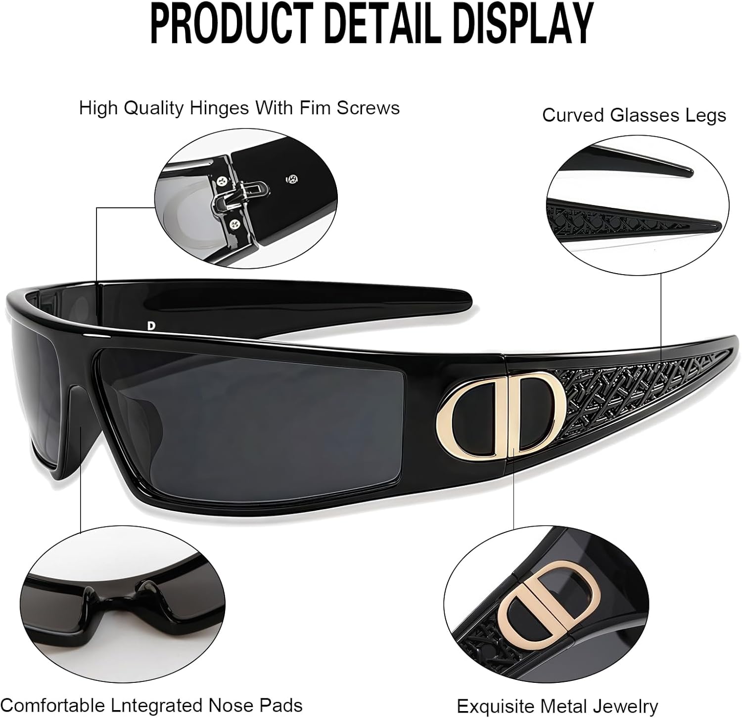 KUKASEN Y2K Sunglasses for Women and Men, Oversized Wrap Around Headband, UV400 Futuristic Visor Shades for Running, Cycling - Image 3