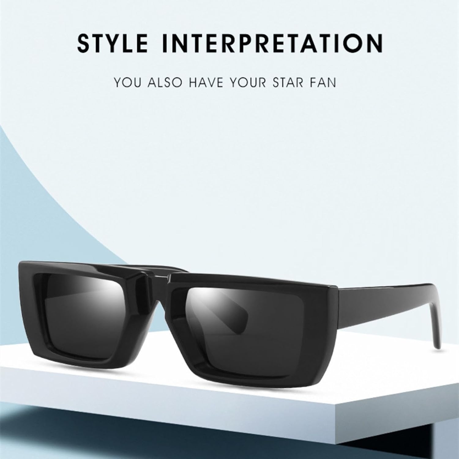 LJTJTAV Fashion Punk Futuristic Sunglasses Retro Rectangle Uv400 - Image 3