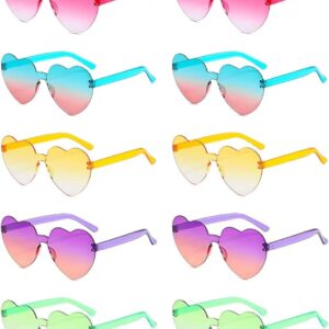 LUCKYCHRIS 14 Pcs Heart Shaped Sunglasses for Women Heart Glasses Pack for Bachelorette Party Favor Valentines Gifts