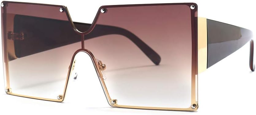 mincl\/Oversized Shield Sunglasses Woman 2019 Fashion Luxury Shades UV400 Vintage Flat Top Futuristic Sunglasses - Image 5