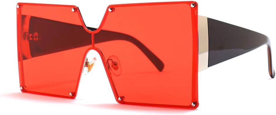 mincl\/Oversized Shield Sunglasses Woman 2019 Fashion Luxury Shades UV400 Vintage Flat Top Futuristic Sunglasses - Image 7