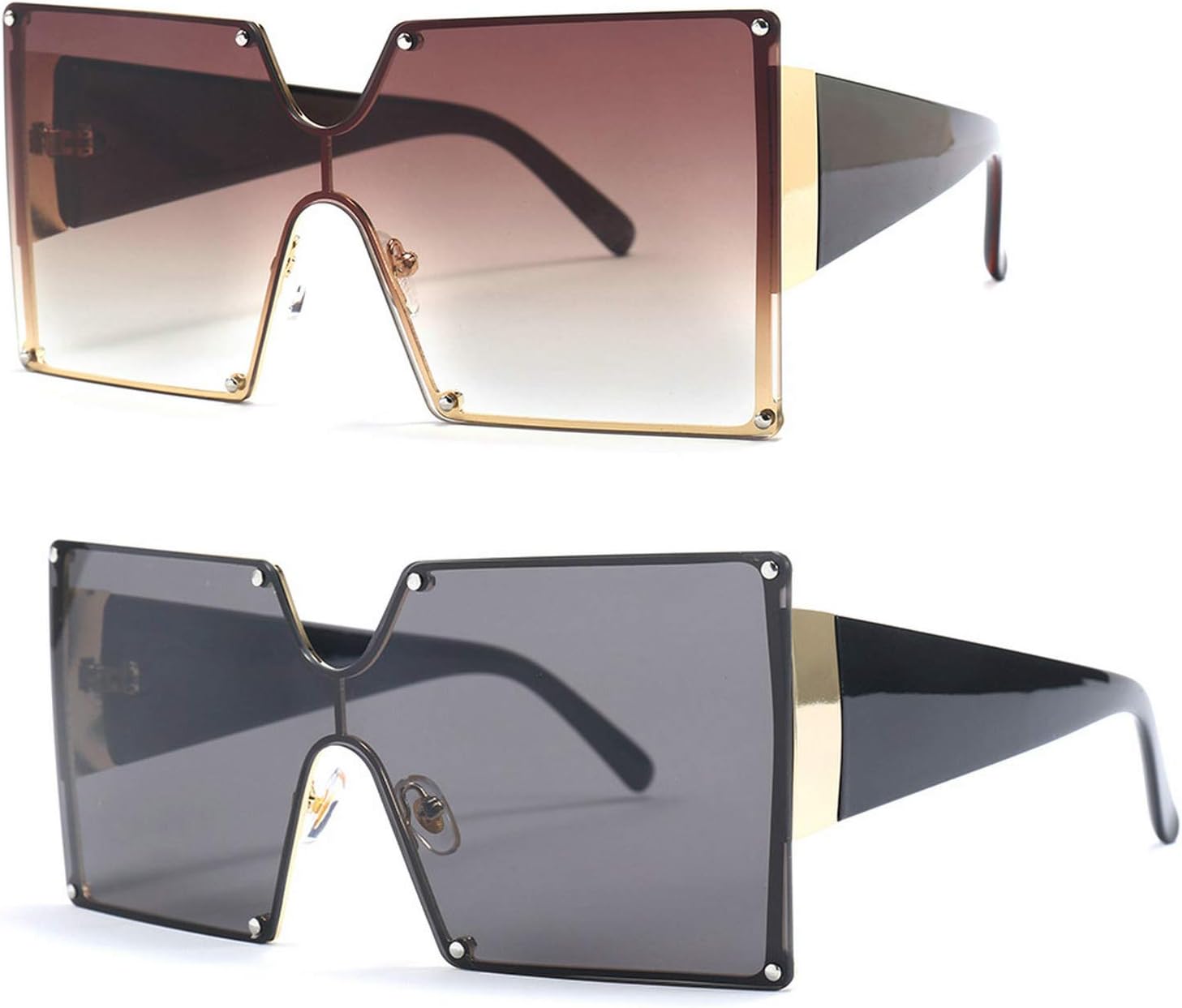 mincl\/Oversized Shield Sunglasses Woman 2019 Fashion Luxury Shades UV400 Vintage Flat Top Futuristic Sunglasses - Image 14