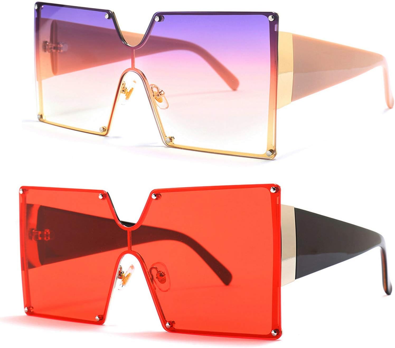 mincl\/Oversized Shield Sunglasses Woman 2019 Fashion Luxury Shades UV400 Vintage Flat Top Futuristic Sunglasses - Image 8