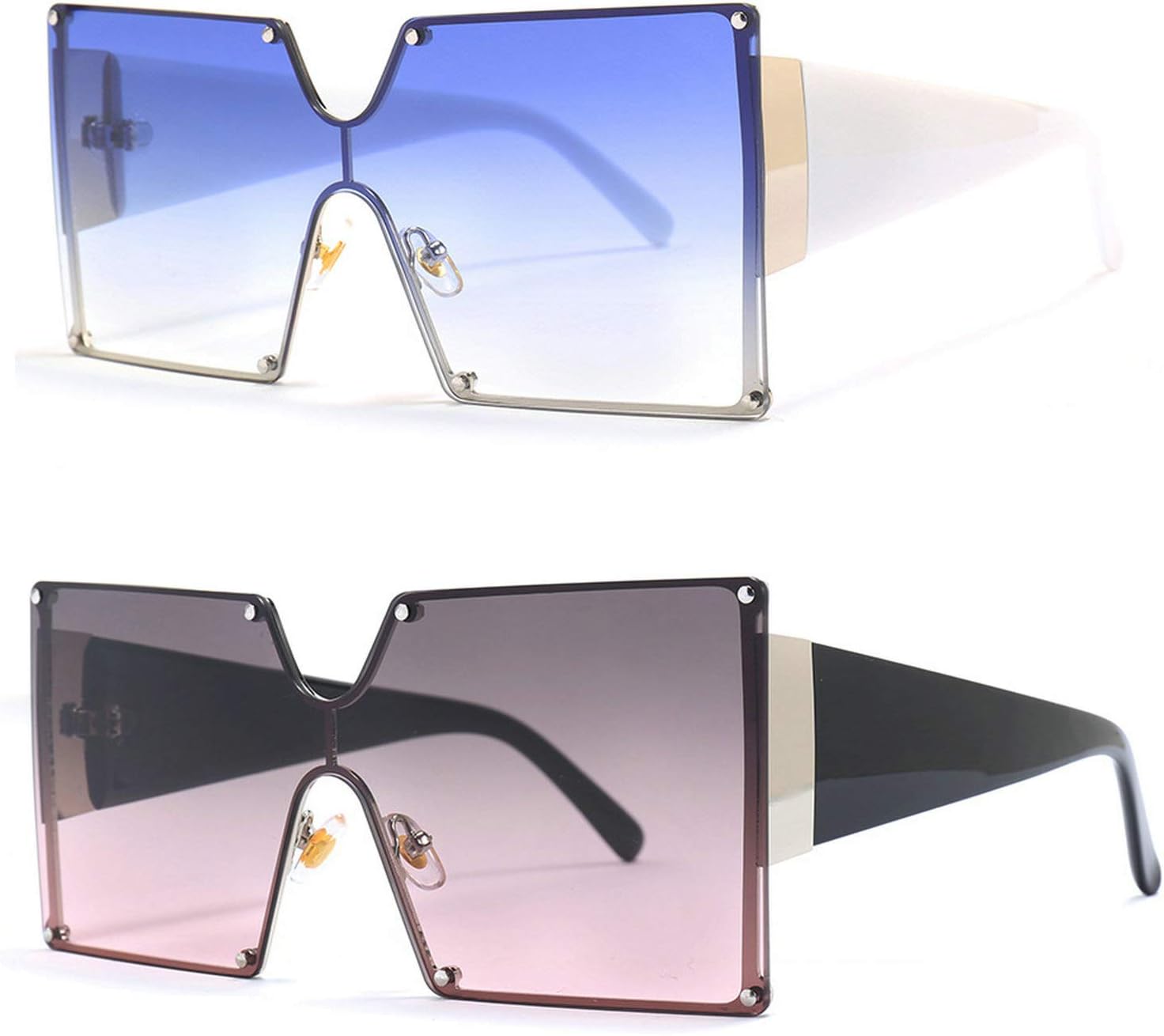 mincl\/Oversized Shield Sunglasses Woman 2019 Fashion Luxury Shades UV400 Vintage Flat Top Futuristic Sunglasses - Image 11