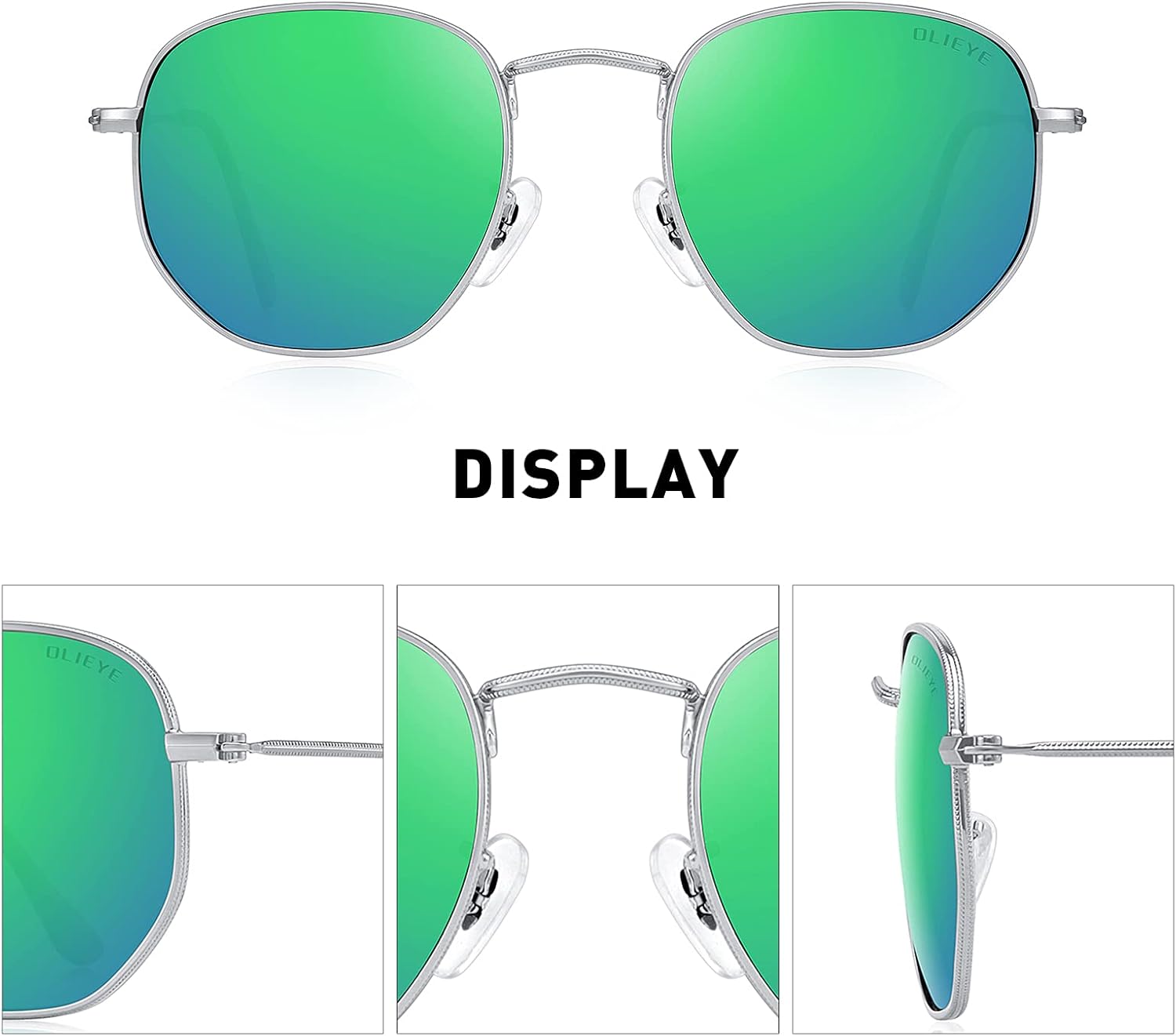 OLIEYE Vintage Square Polarized Sunglasses for Women Men Classic Small Sunglasses Mirrored Lens - Image 3