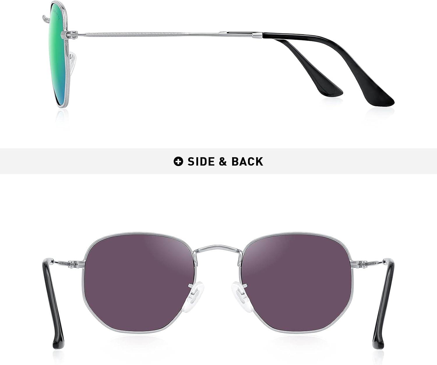 OLIEYE Vintage Square Polarized Sunglasses for Women Men Classic Small Sunglasses Mirrored Lens - Image 4