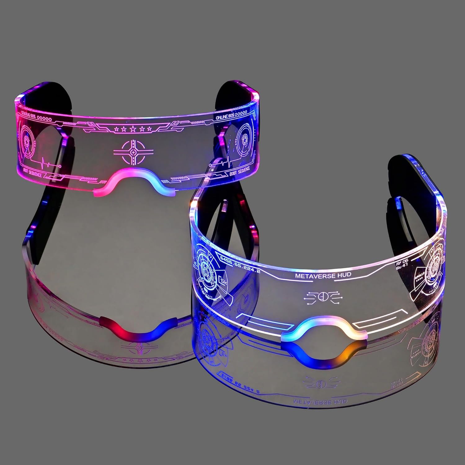 Oybete Light Up Glasses LED Glass Futuristic Sunglasses Glowing In Dark For Adults Kids i##e##s: 2 pack ^^ For Party ^^ 7 Color ^^ Neon Glasses ^^ Accessories ^^ Gifts ^^ Elegant Style :i##e##s