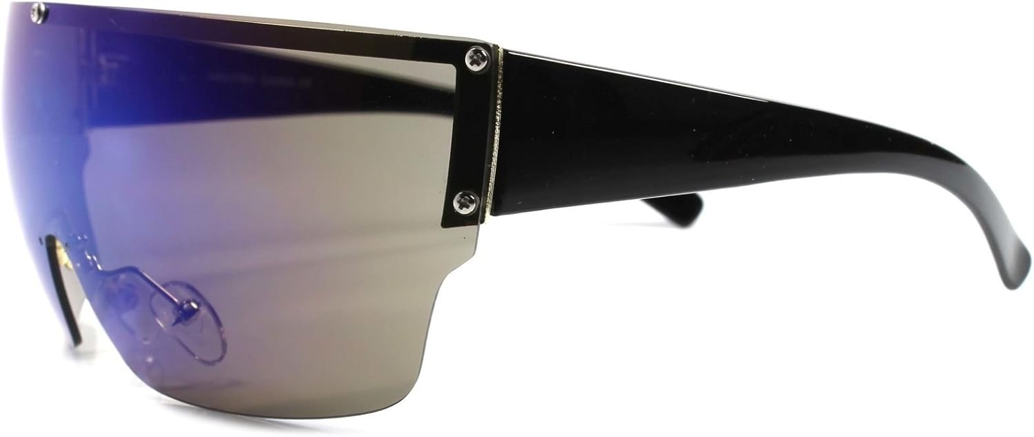 Party Rave Costume Wrap Around Shield Futuristic Mirrored Lens Sunglasses - Image 3