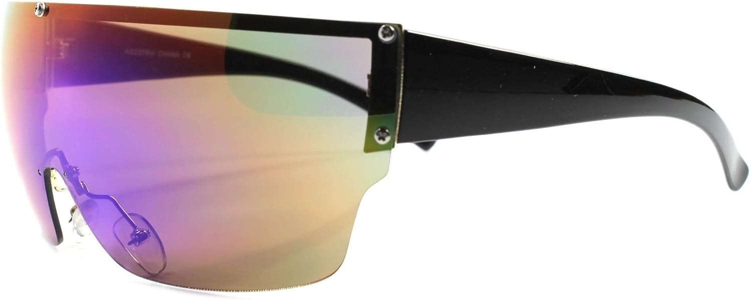 Party Rave Costume Wrap Around Shield Futuristic Mirrored Lens Sunglasses