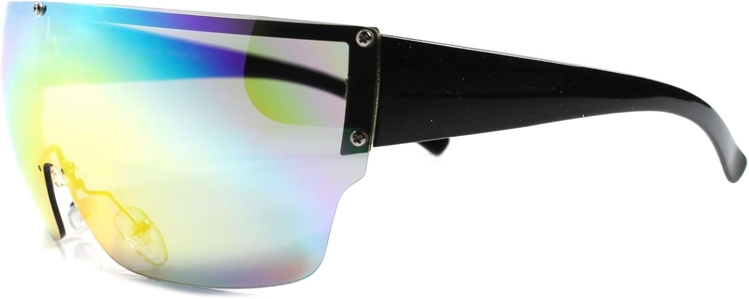 Party Rave Costume Wrap Around Shield Futuristic Mirrored Lens Sunglasses - Image 4