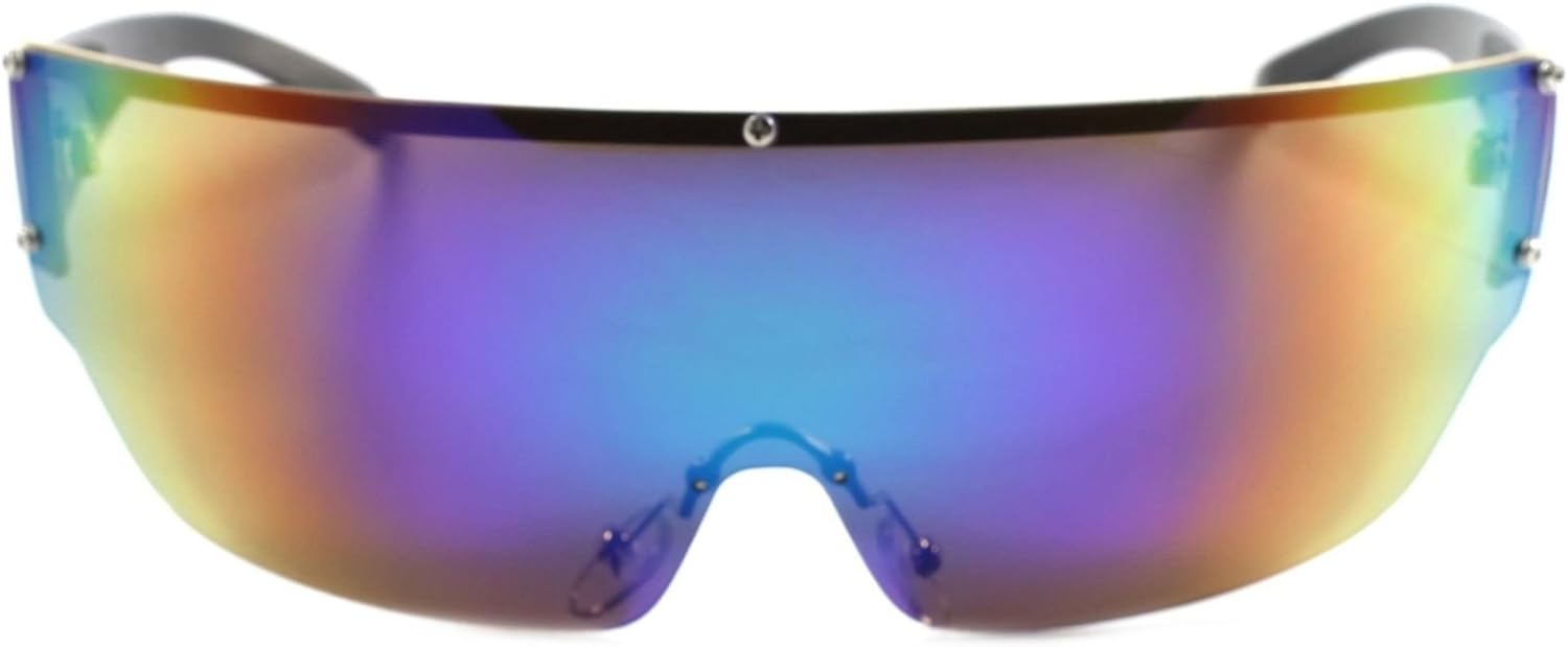 Party Rave Costume Wrap Around Shield Futuristic Mirrored Lens Sunglasses - Image 2