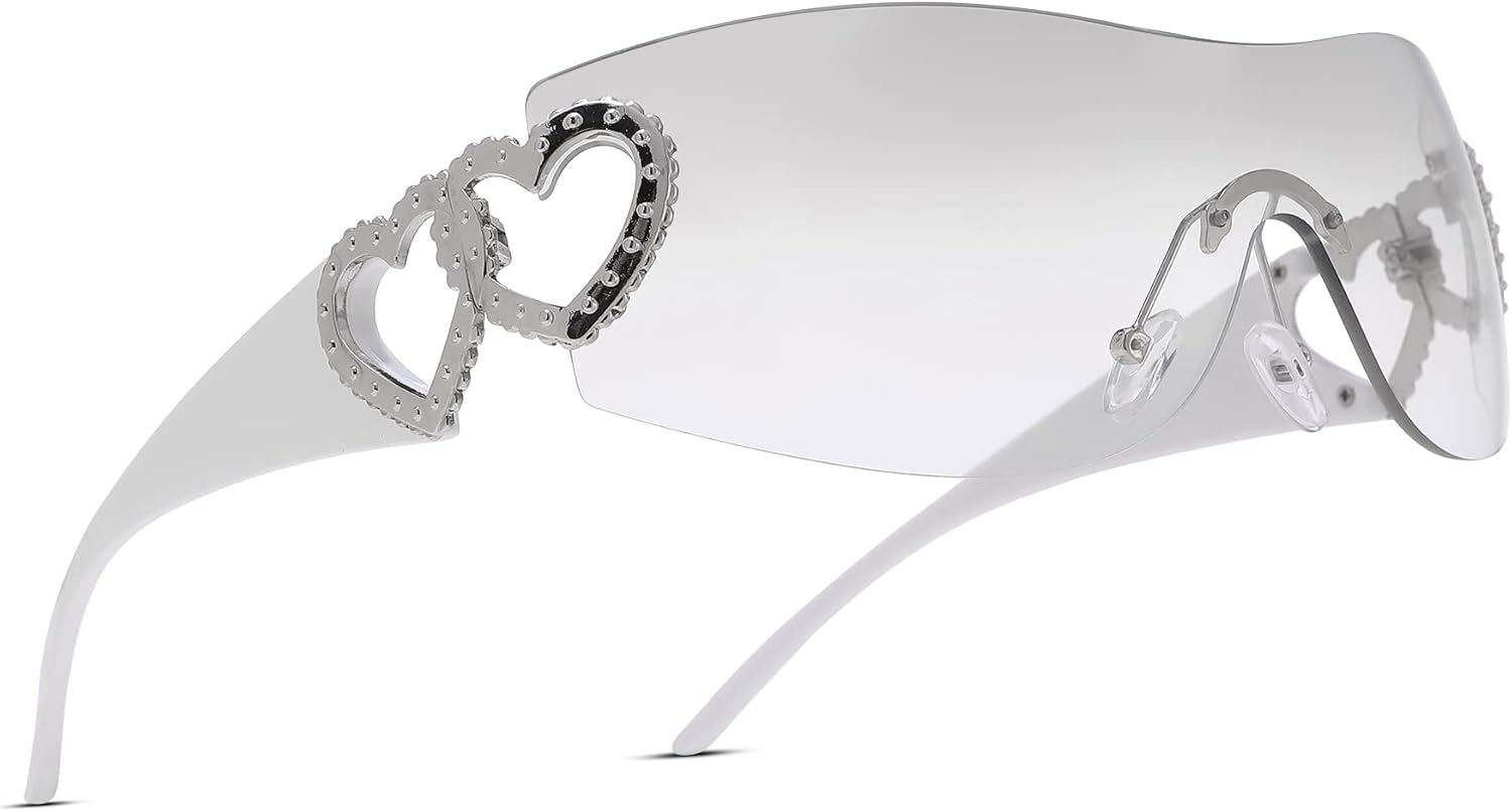 Pro Acme Wrap Around Rimless Sunglasses Women Men, Oversized Fashion Futuristic Sun Glasses Cool Shade 2000S Trendy - Image 10