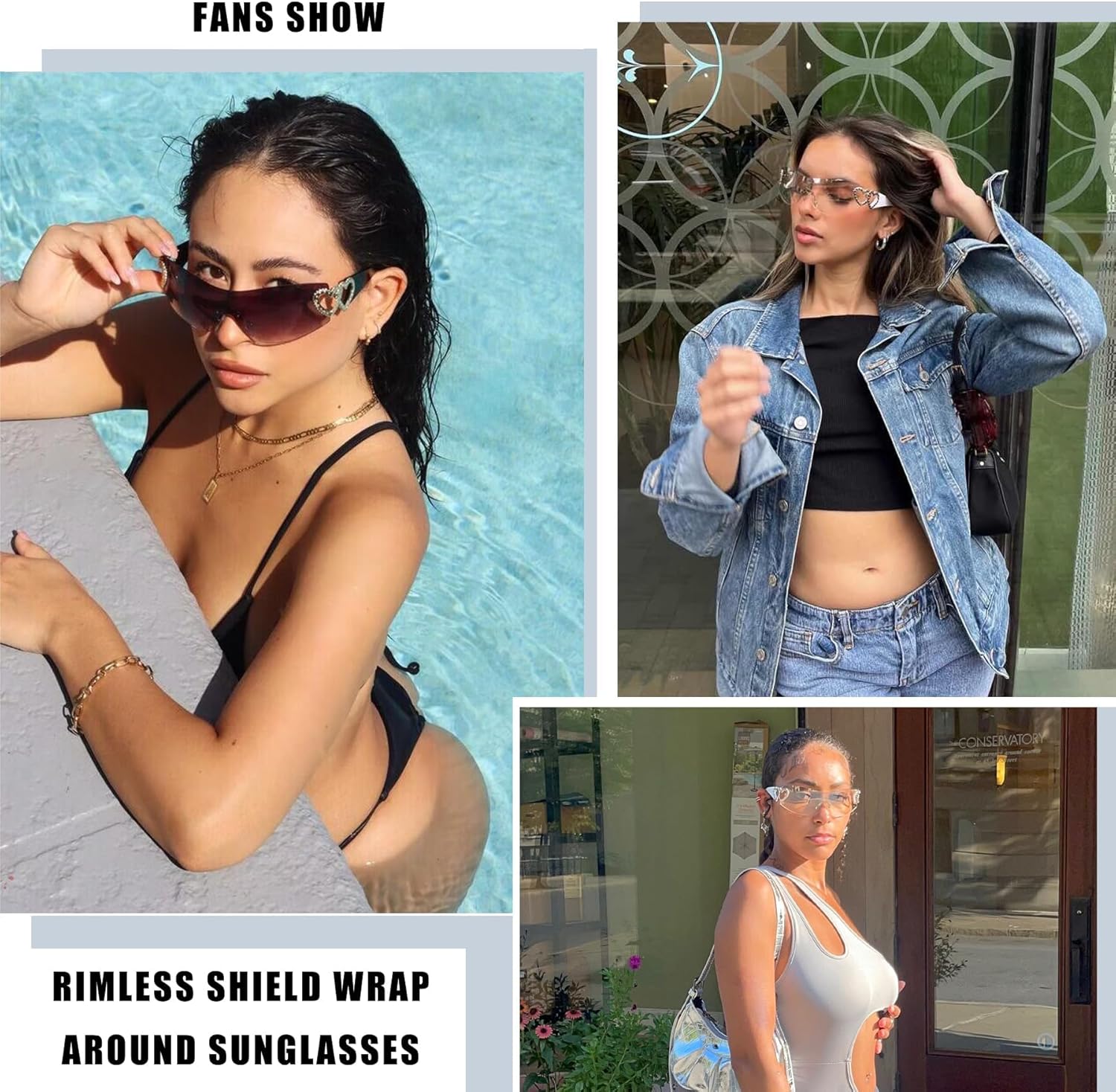 Pro Acme Wrap Around Rimless Sunglasses Women Men, Oversized Fashion Futuristic Sun Glasses Cool Shade 2000S Trendy - Image 2