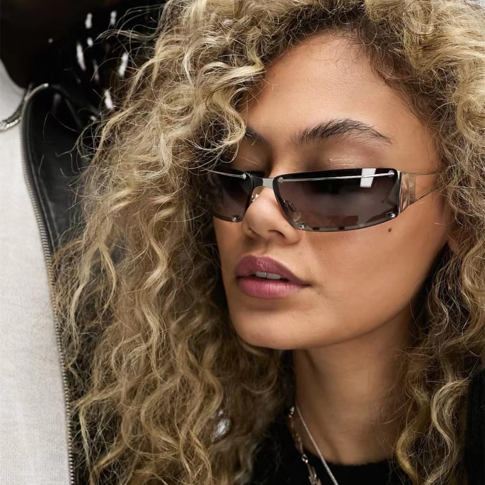 Punk Sunglasses Women Futuristic Rimless Gradient Sun Glasses UV400 Ladies Men Fashion Small Wrap Around Eyewear Shades,L19589 - Image 3