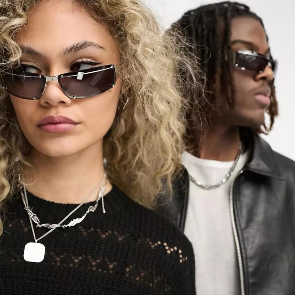 Punk Sunglasses Women Futuristic Rimless Gradient Sun Glasses UV400 Ladies Men Fashion Small Wrap Around Eyewear Shades,L19589 - Image 2