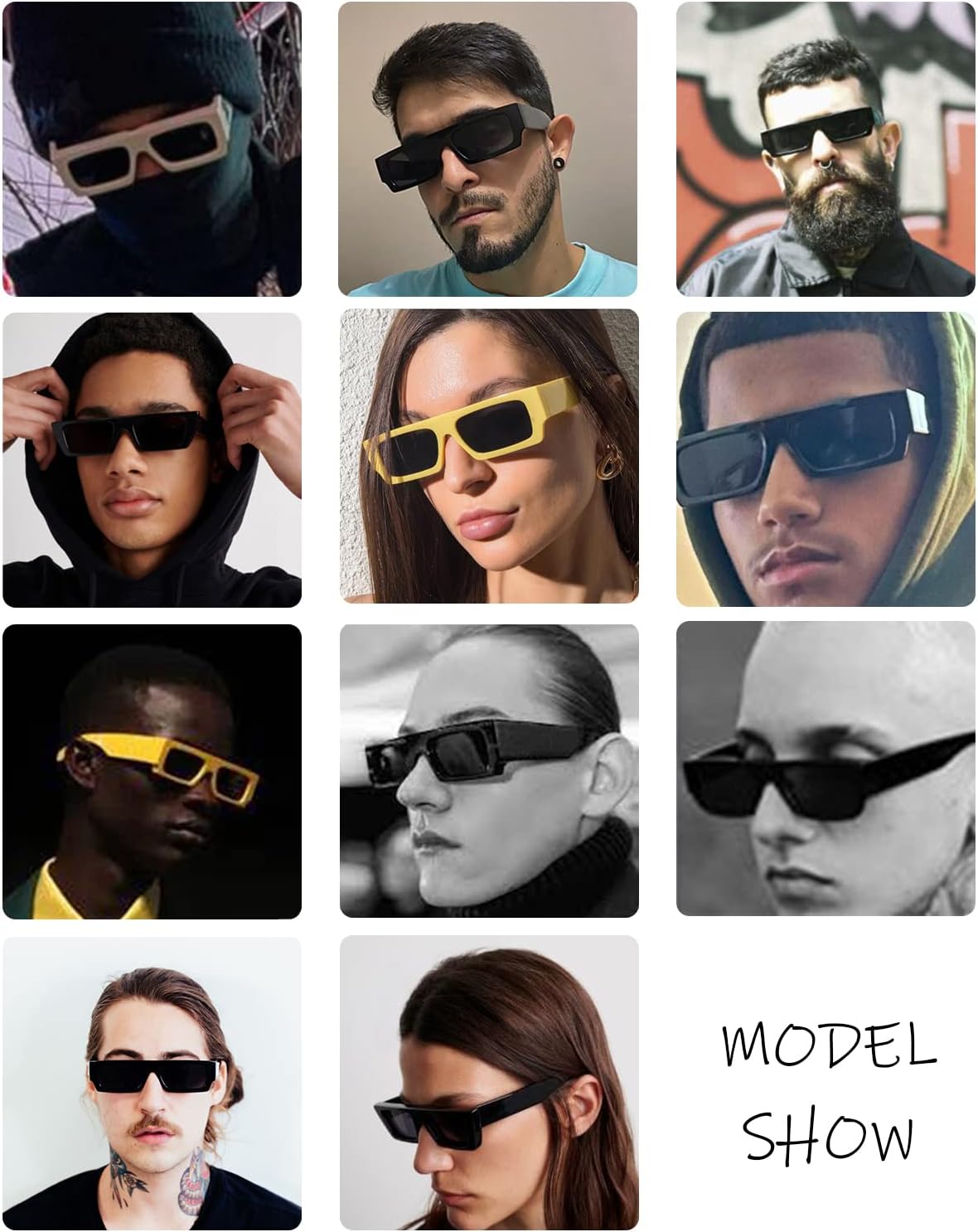 Rectangle Sunglasses, 90s Small Vintage Narrow Square Sunglasses for Men Women Trendy Classic Shades Sun Glasses - Image 3
