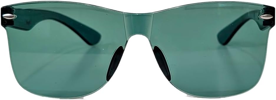 Retro Futuristic Red Shield Sunglasses - Oversized Square Flat Top Colored Sunnies - Image 9