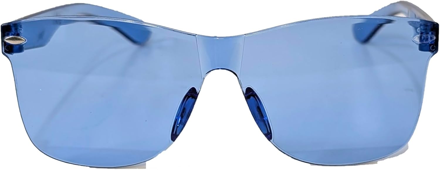 Retro Futuristic Red Shield Sunglasses - Oversized Square Flat Top Colored Sunnies