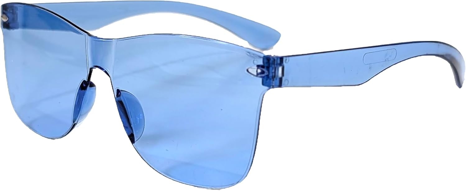 Retro Futuristic Red Shield Sunglasses - Oversized Square Flat Top Colored Sunnies - Image 4