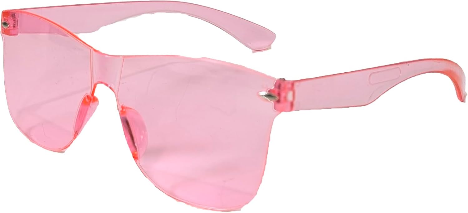 Retro Futuristic Red Shield Sunglasses - Oversized Square Flat Top Colored Sunnies - Image 7