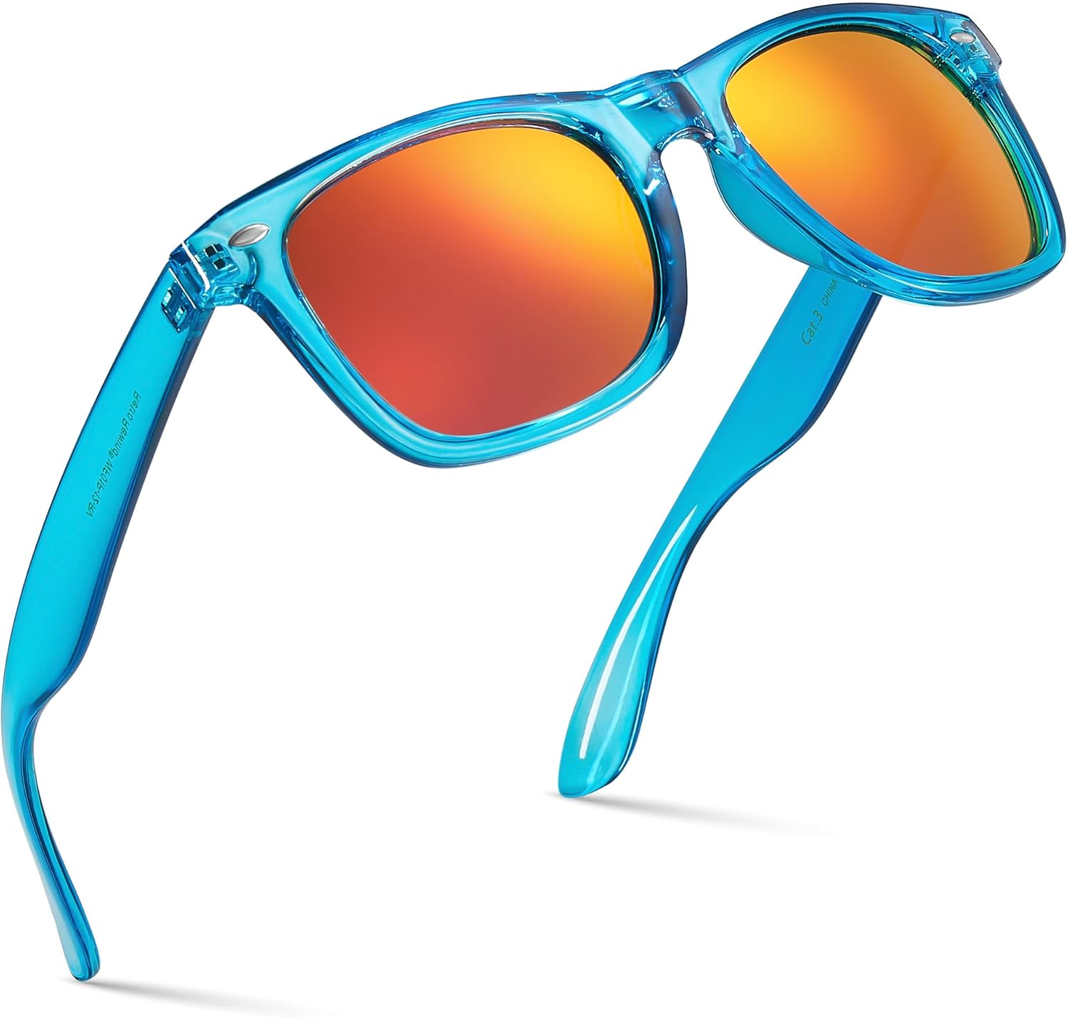 Retro Rewind Translucent Frame Colorful Neon 80s Mirrored Sunglasses for Men Women - Image 12