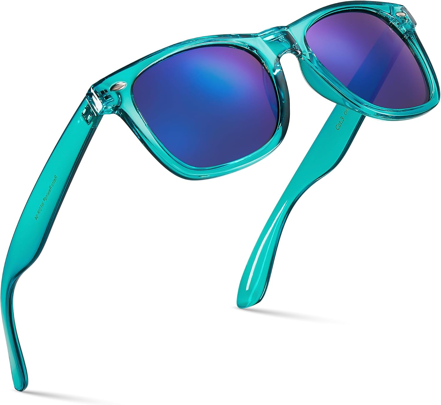 Retro Rewind Translucent Frame Colorful Neon 80s Mirrored Sunglasses for Men Women