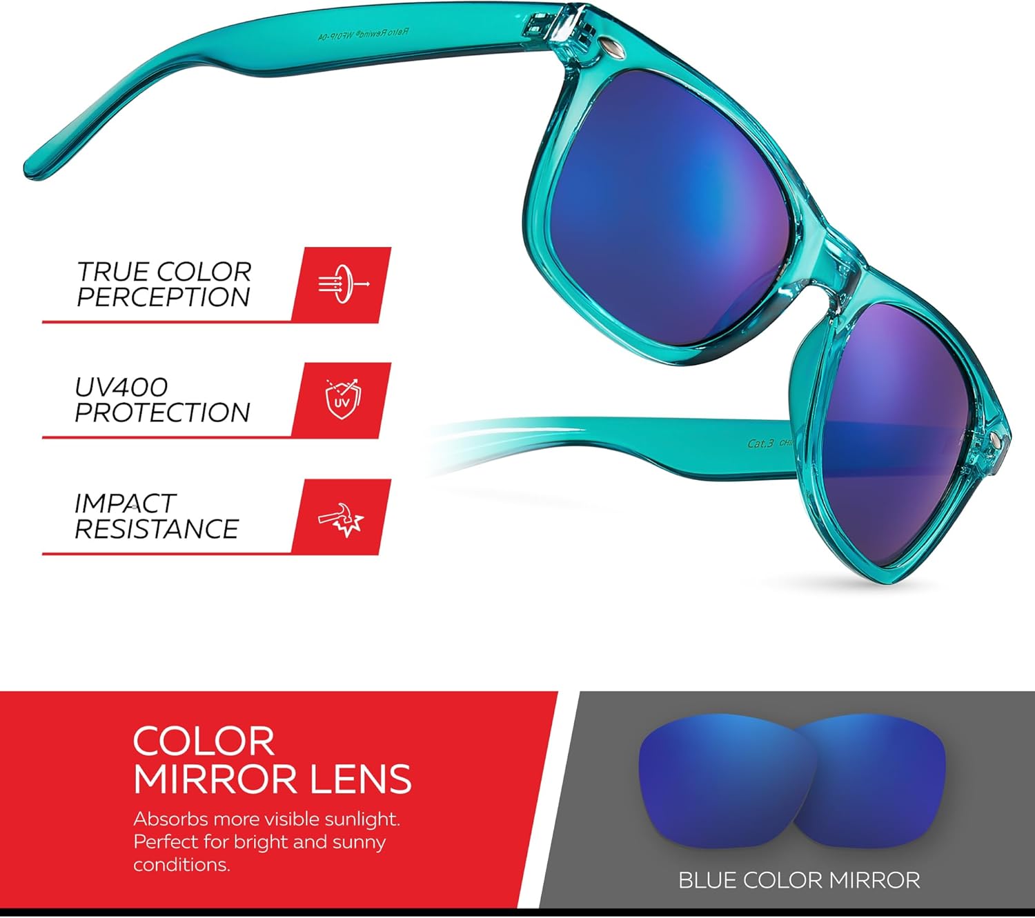 Retro Rewind Translucent Frame Colorful Neon 80s Mirrored Sunglasses for Men Women - Image 3