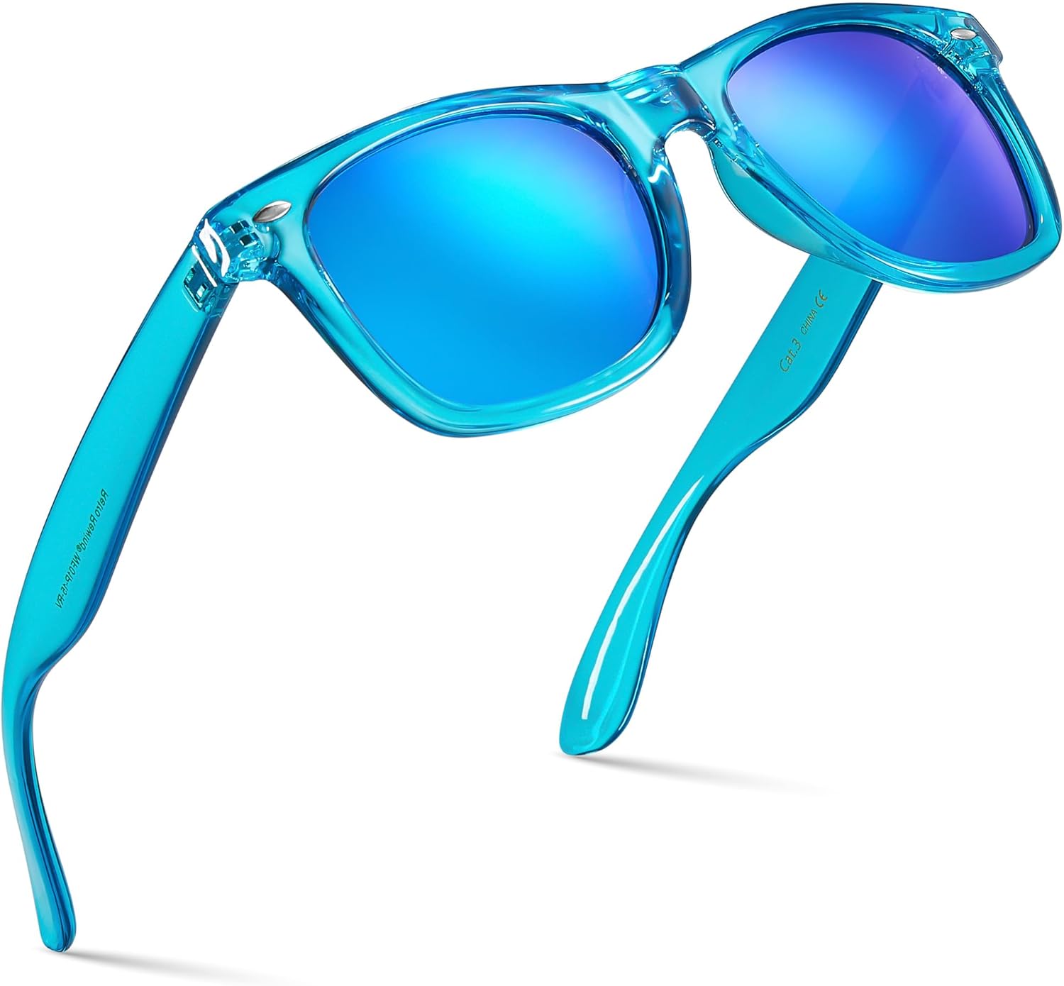 Retro Rewind Translucent Frame Colorful Neon 80s Mirrored Sunglasses for Men Women - Image 19