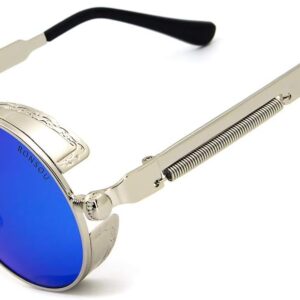 RONSOU Steampunk Style Round Vintage Polarized Sunglasses Retro Eyewear UV400 Protection Matel Frame