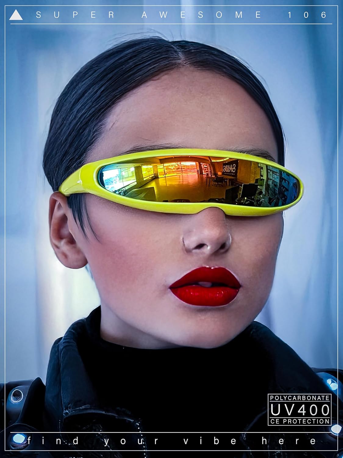 SA106 Mirror Lens Monolens Cyclops Robotic Futuristic Sunglasses - Image 2