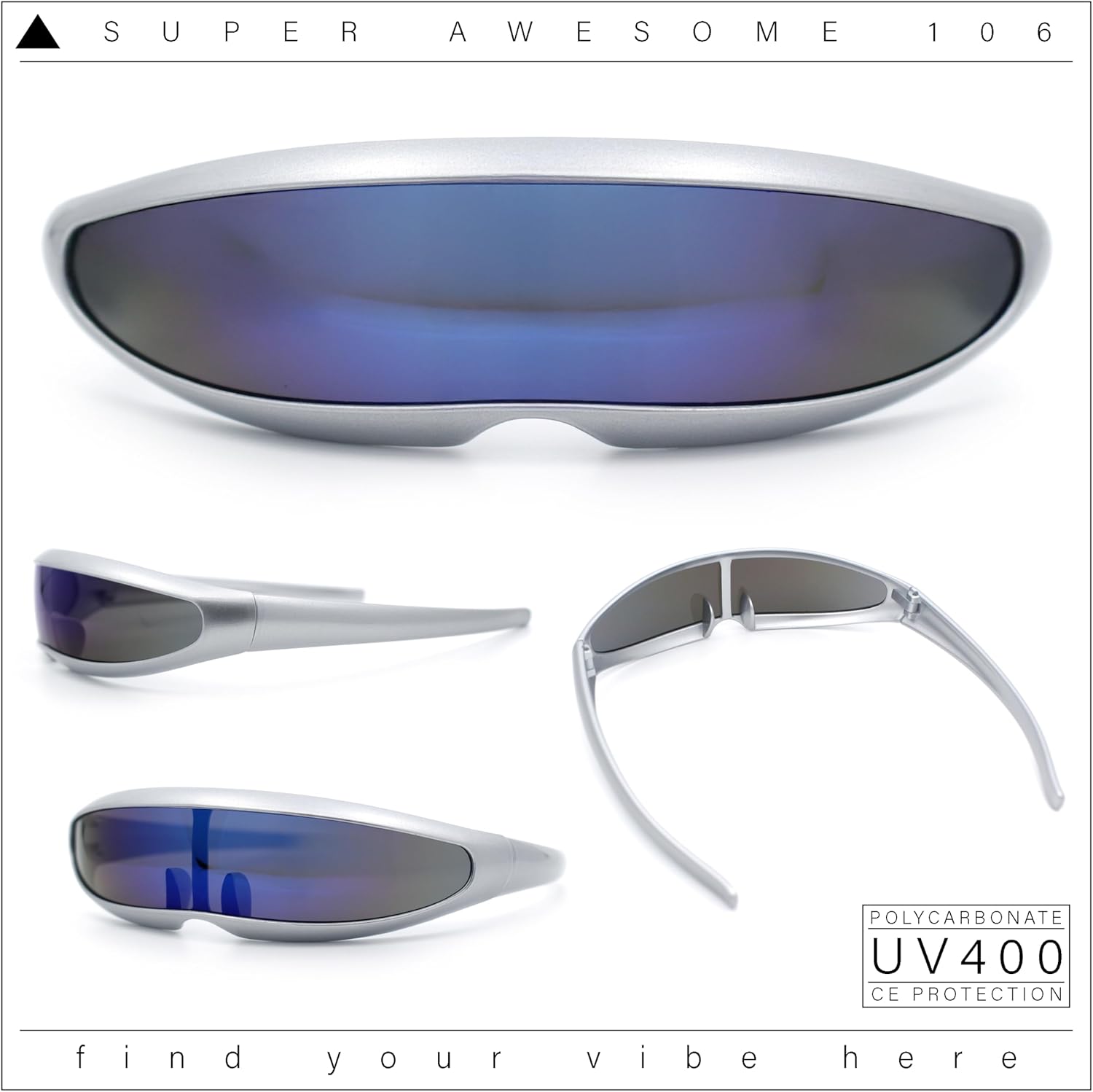 SA106 Mirror Lens Monolens Cyclops Robotic Futuristic Sunglasses - Image 4
