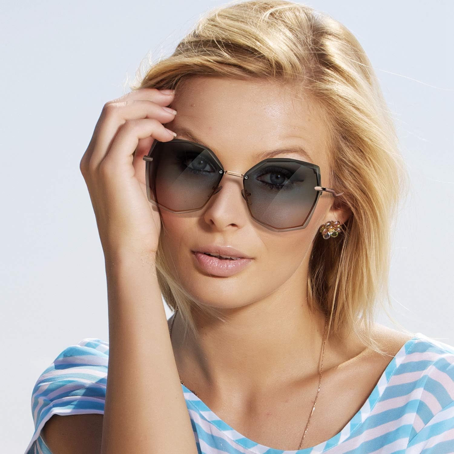 S.NOTIO Sunglasses for Women trendy Polygon Oversized Fashion Designer Style Gradient UV400 octagon Lens Metal Frame - Image 5