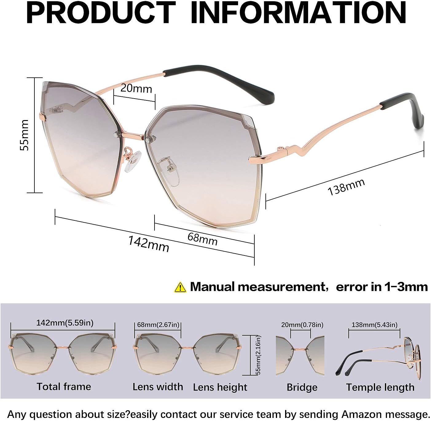 S.NOTIO Sunglasses for Women trendy Polygon Oversized Fashion Designer Style Gradient UV400 octagon Lens Metal Frame - Image 3