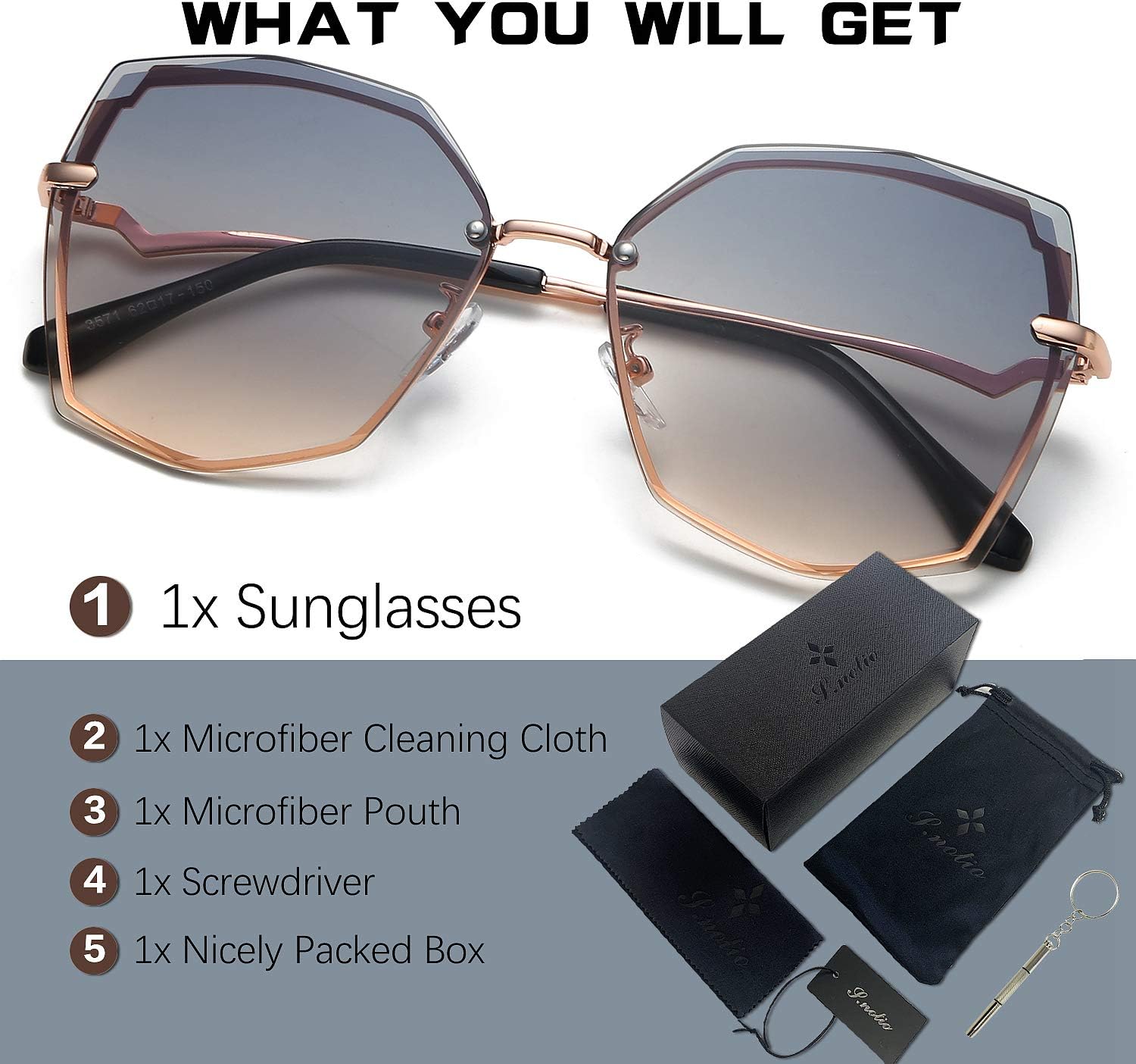 S.NOTIO Sunglasses for Women trendy Polygon Oversized Fashion Designer Style Gradient UV400 octagon Lens Metal Frame - Image 2