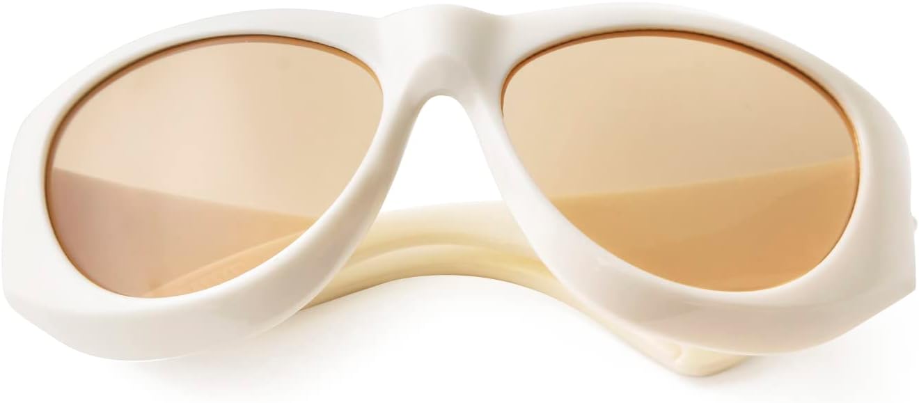 SORVINO Futuristic Oval Sunglasses for Women Men Fashion Oversized Wrap Around Glasses Beige Pink Shades - Image 7