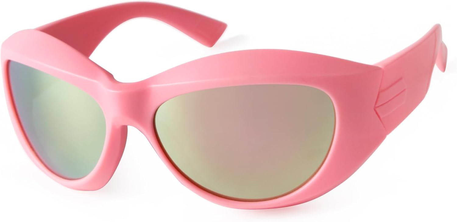 SORVINO Futuristic Oval Sunglasses for Women Men Fashion Oversized Wrap Around Glasses Beige Pink Shades - Image 11
