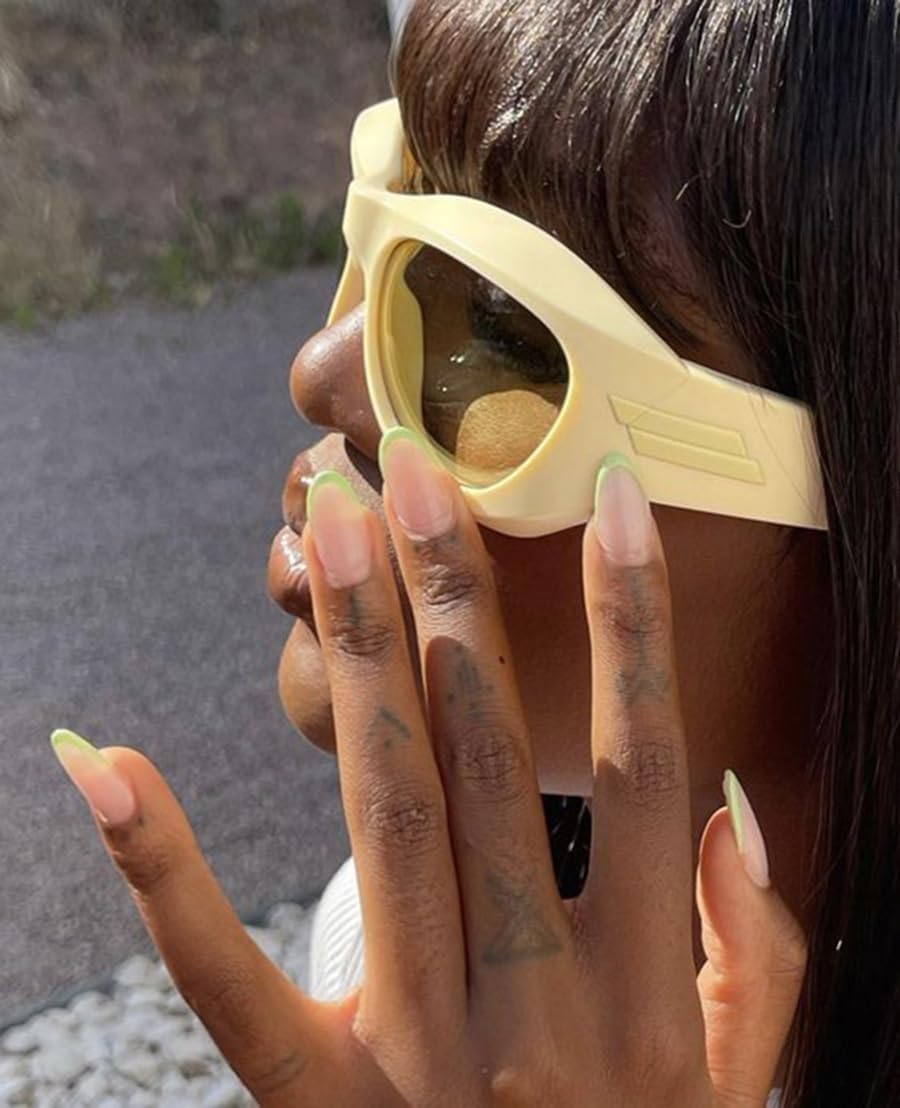 SORVINO Futuristic Oval Sunglasses for Women Men Fashion Oversized Wrap Around Glasses Beige Pink Shades - Image 2