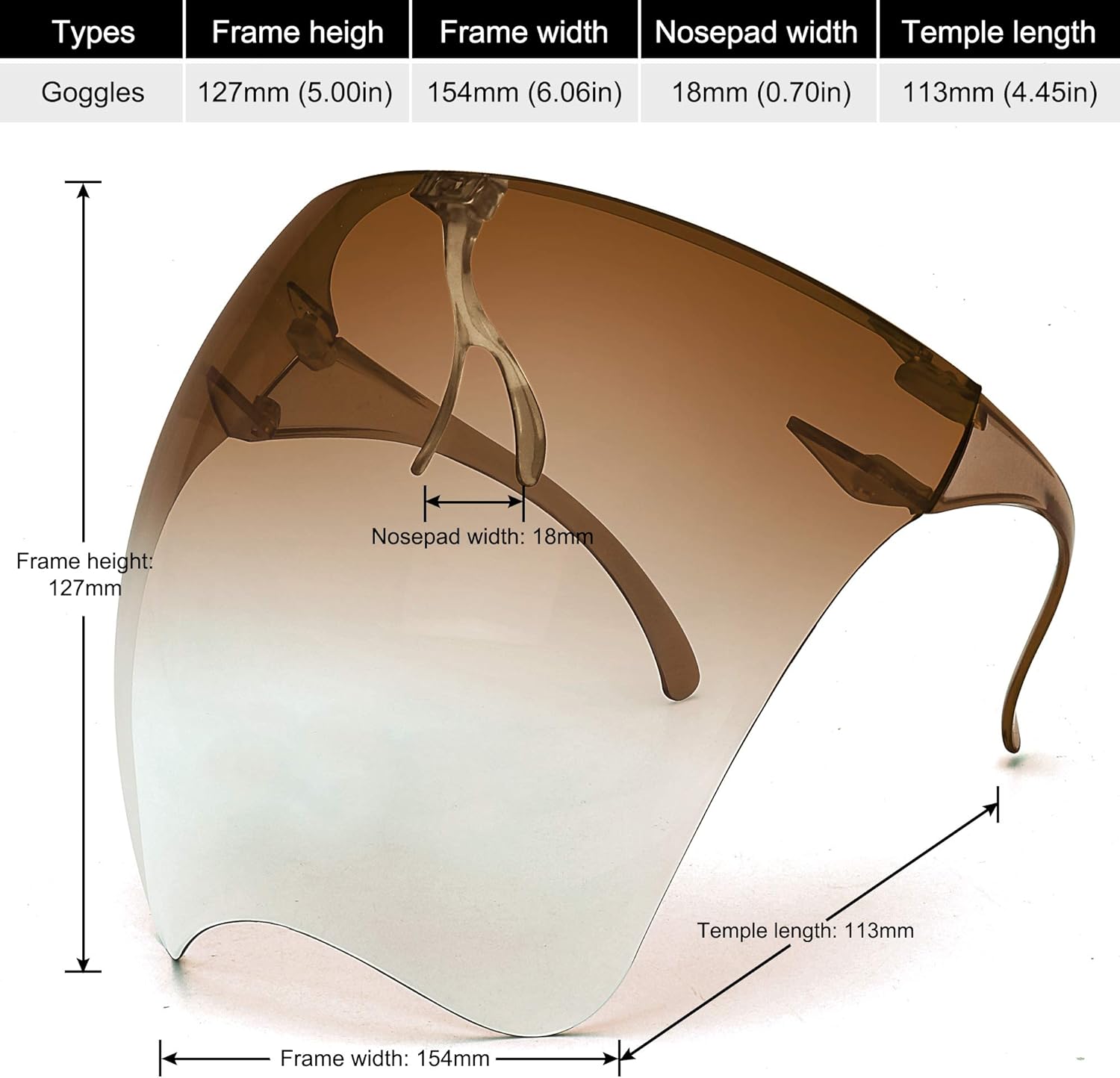 STORYCOAST Oversized Safety Protective Face Shields Goggles Sunglasses Women/Men (Anti-Fog/Anti-Spray) (Gradient Brown, 6.10) - Image 3