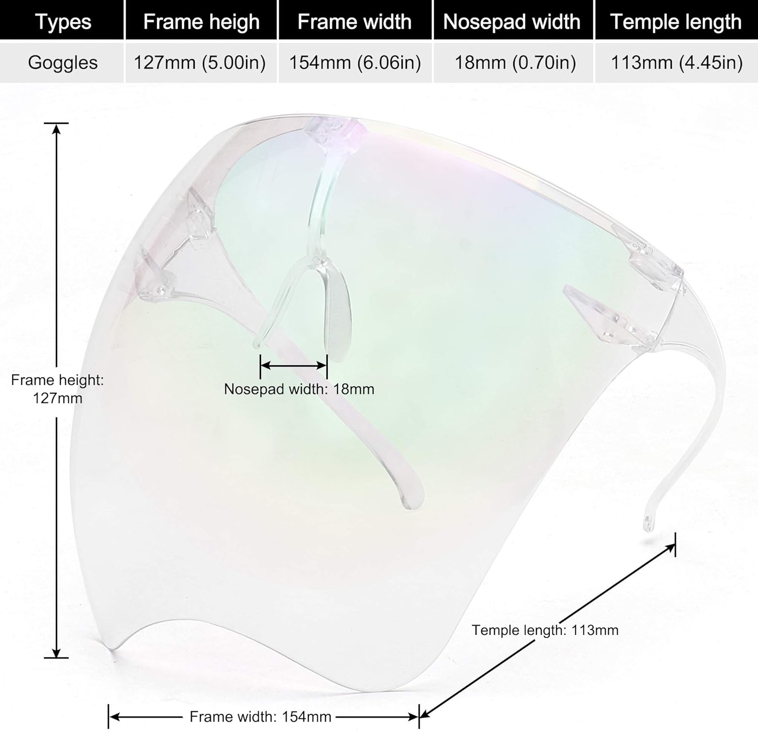 STORYCOAST Oversized Safety Protective Face Shields Goggles Sunglasses Women/Men (Anti-Fog/Anti-Spray) (Multicolor Mirror, 6.10) - Image 3