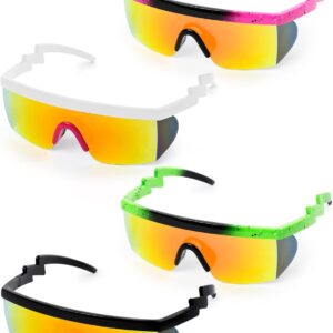 SUNYIWJIE Vintage Semi-Rimless Sunglasses with 80s 90s Design, Multicolored Transparent Lenses for Unisex Fashion