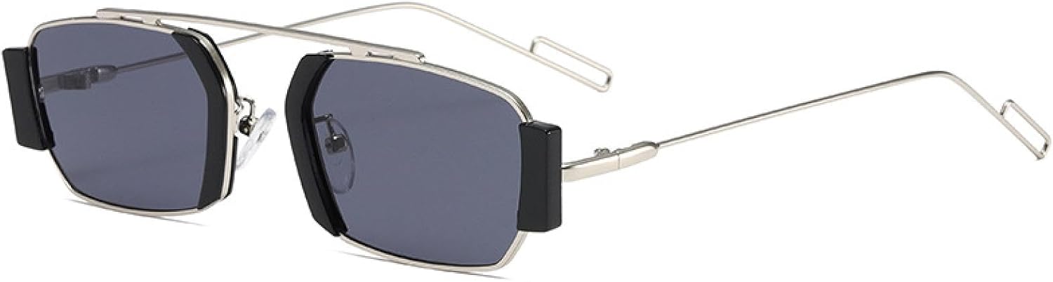 TVTBBVV Punk Sunglasses for Women Men Vintage Small Polygonal Alloy Frame Uv400 Futuristic Streetwear - Image 11