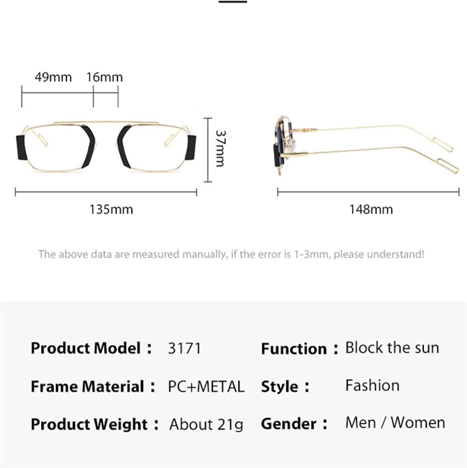 TVTBBVV Punk Sunglasses for Women Men Vintage Small Polygonal Alloy Frame Uv400 Futuristic Streetwear - Image 7