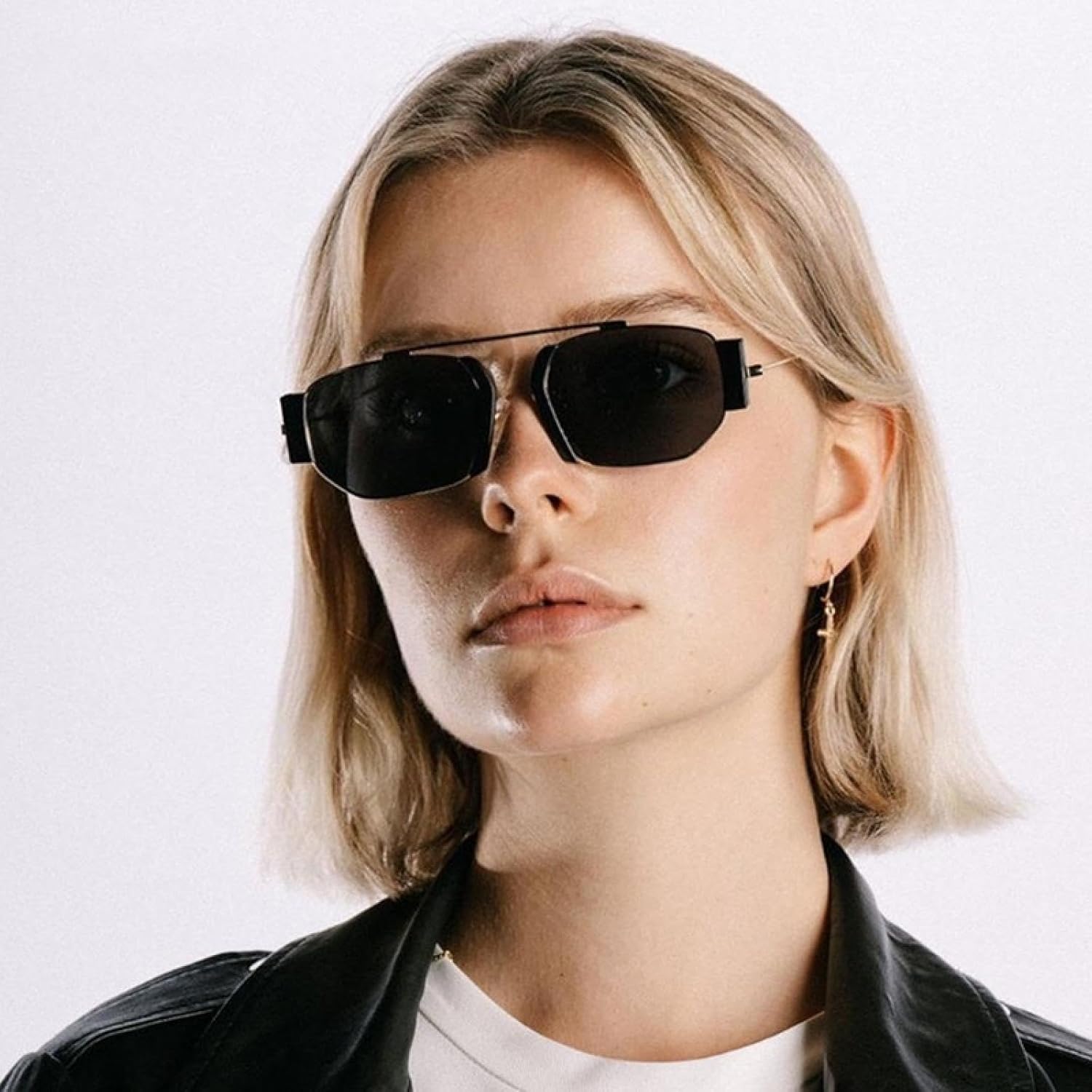 TVTBBVV Punk Sunglasses for Women Men Vintage Small Polygonal Alloy Frame Uv400 Futuristic Streetwear - Image 2