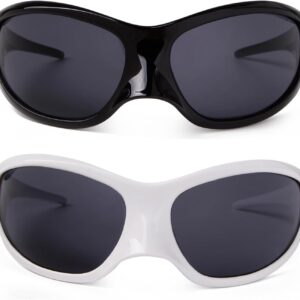 VIA LEECA Fashion Oversized Futuristic Sunglasses for Women Men, Y2K Wrap Around Alien Style Accessories for Party
