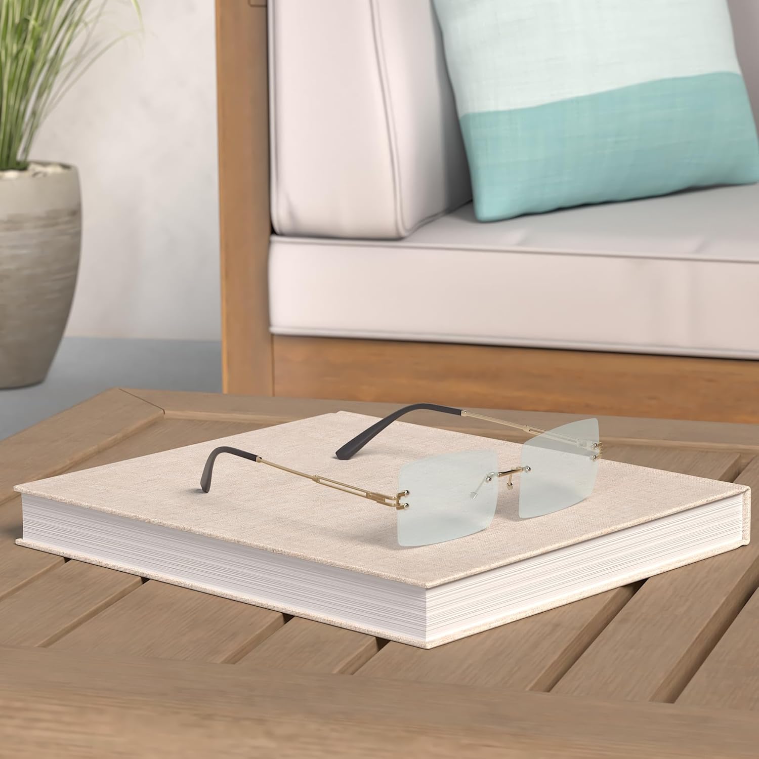 Weewooday 10 Pair Rimless Sunglasses Rectangle 90s Retro Trendy Y2k Sunglasses Frameless Square Glasses Eyewear for Men Women - Image 2