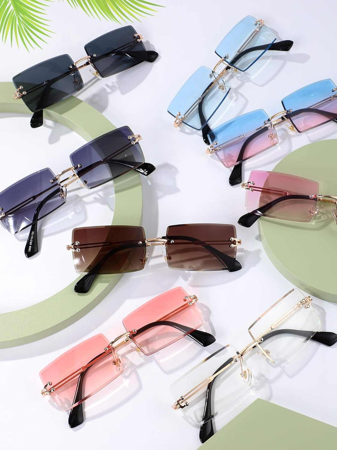 Weewooday 10 Pair Rimless Sunglasses Rectangle 90s Retro Trendy Y2k Sunglasses Frameless Square Glasses Eyewear for Men Women - Image 6