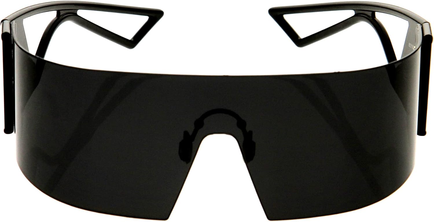 zeroUV - 80s Retro Wrap Around One Piece Futuristic Sunglasses D305