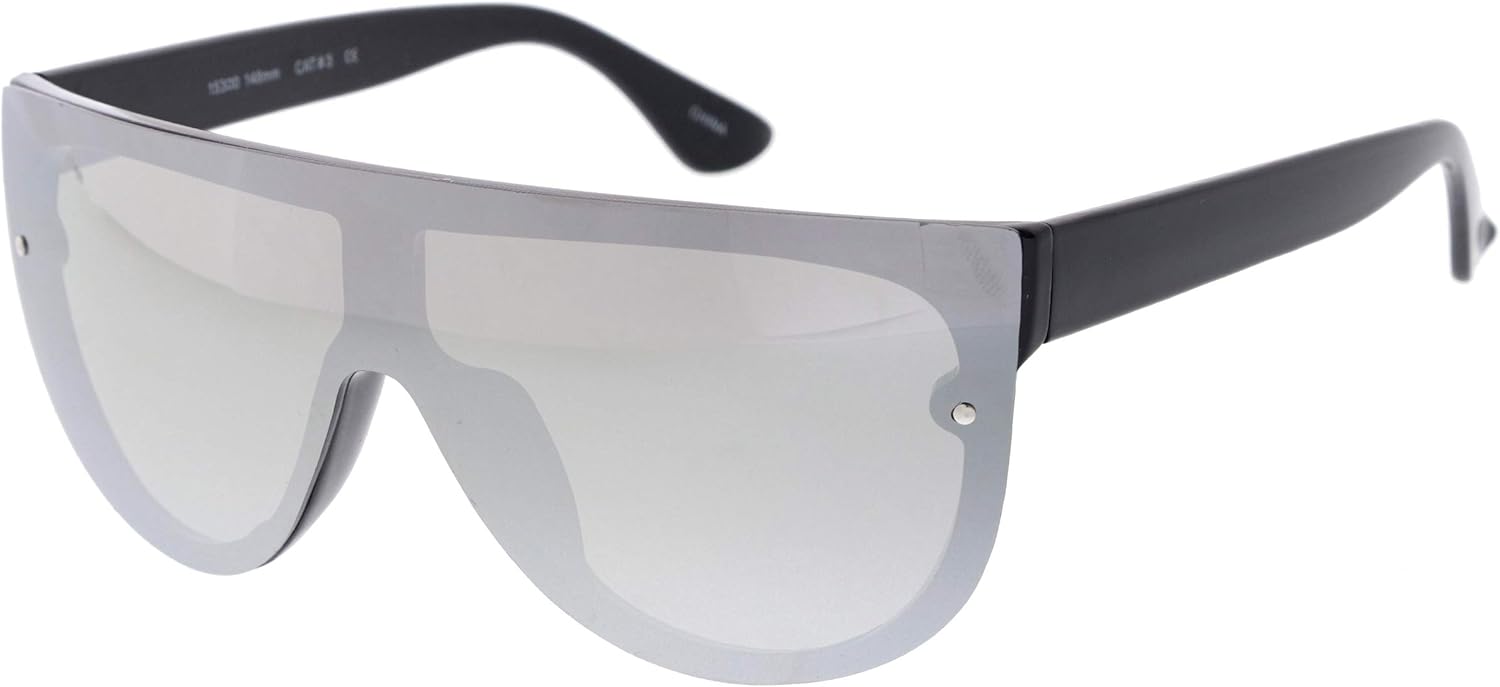 zeroUV 80s Baseball Sunglasses, Mirrored Men Sports Glasses, Women Goggles for Cycling, Wraparound Visor Shield - Image 2