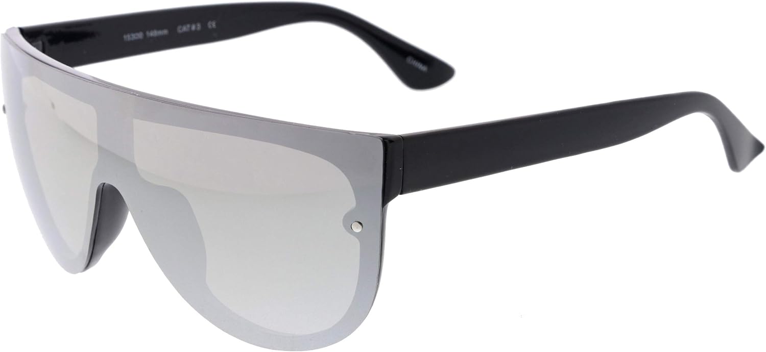 zeroUV 80s Baseball Sunglasses, Mirrored Men Sports Glasses, Women Goggles for Cycling, Wraparound Visor Shield - Image 3