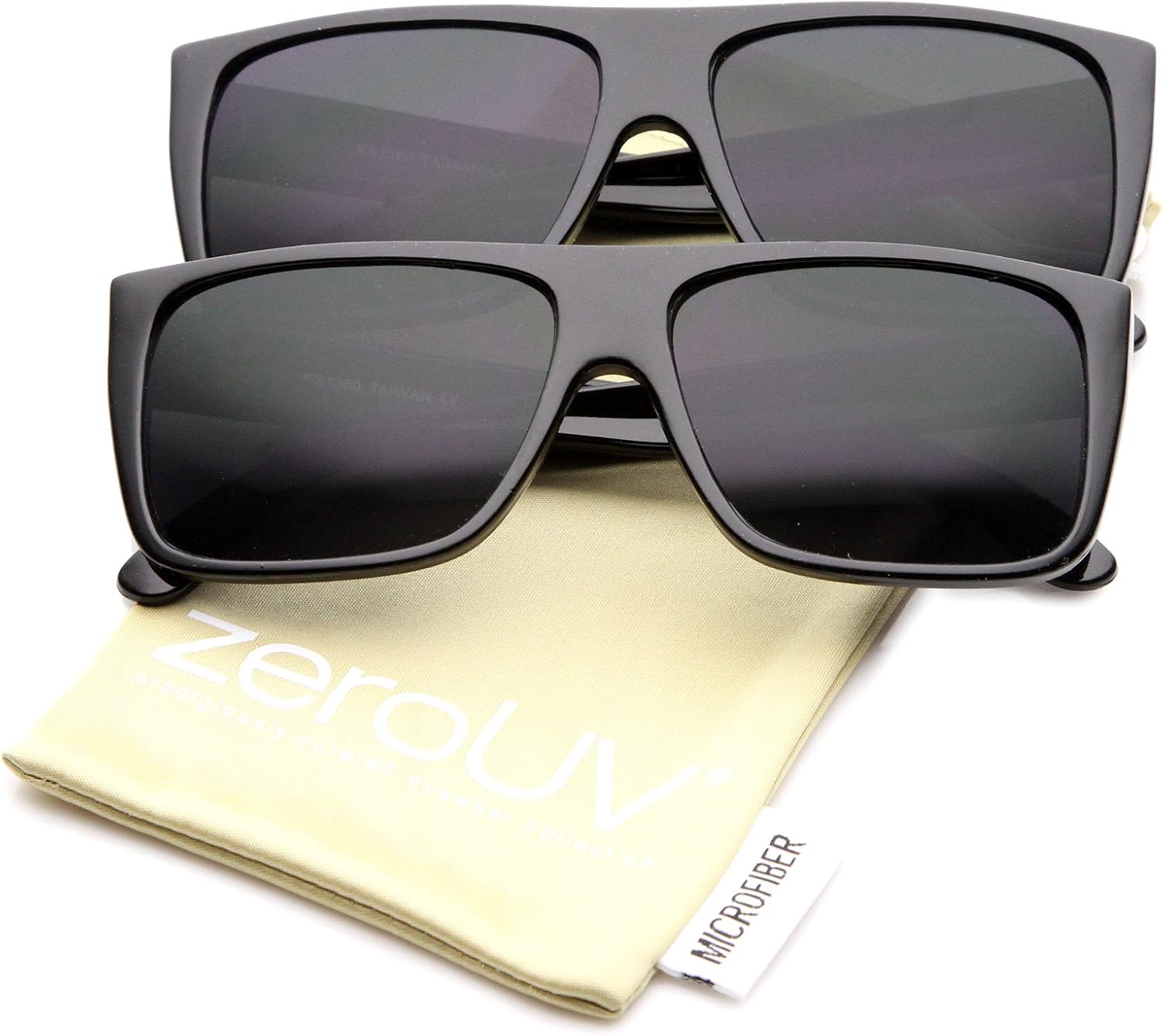 zeroUV Retro Flat Top Wide Temple Eazy E Style Rectangle Sunglasses 57mm - Image 2